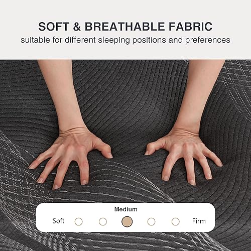 Miniatura 6 de Colchón King de espuma viscoelástica de carbón de 10 pulgadas en una caja, certificado CertiPUR-US sin fibra de vidrio, colchón doble de gel,