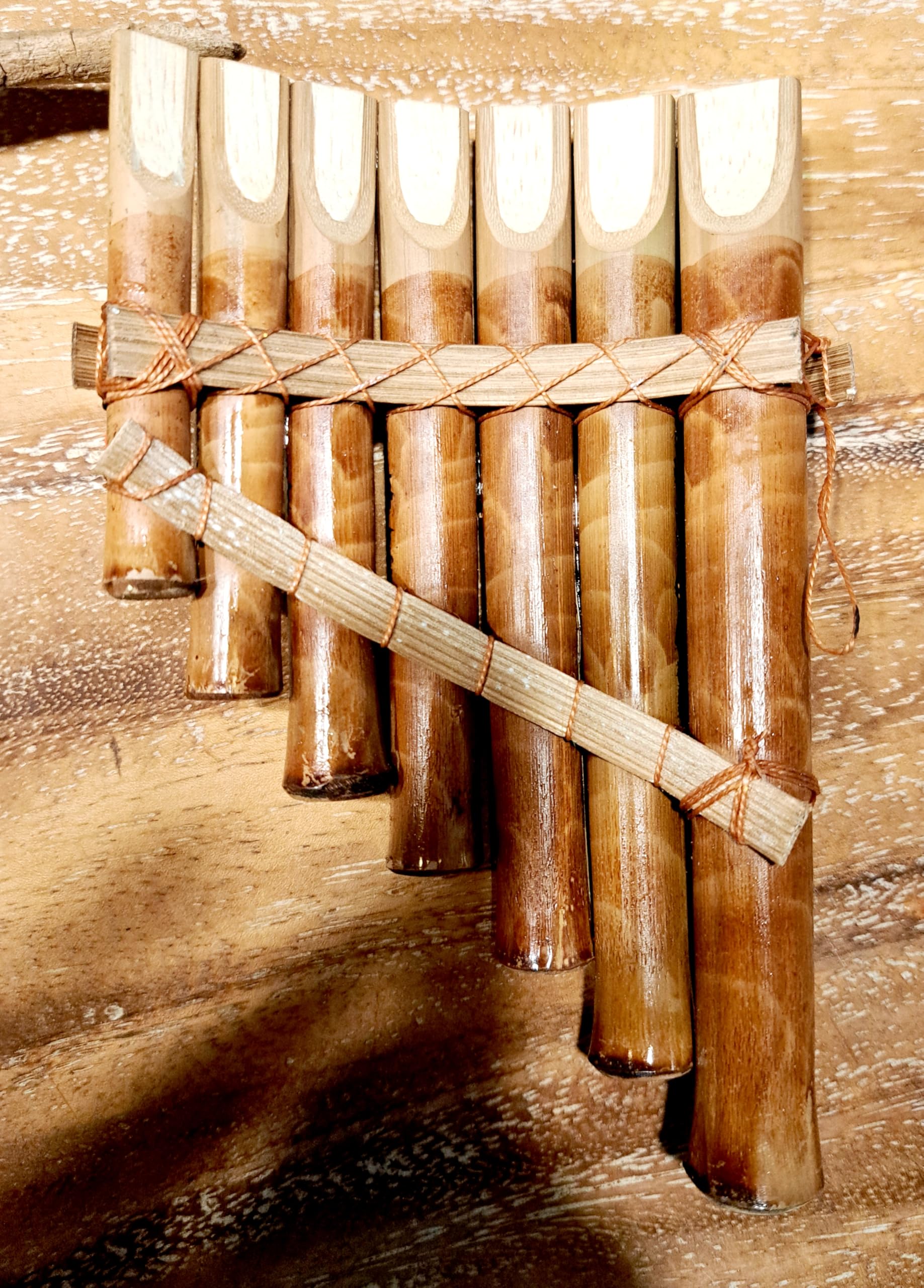Flûte de pan en bambou Instrument de musique bois Artisanale 7 tubes