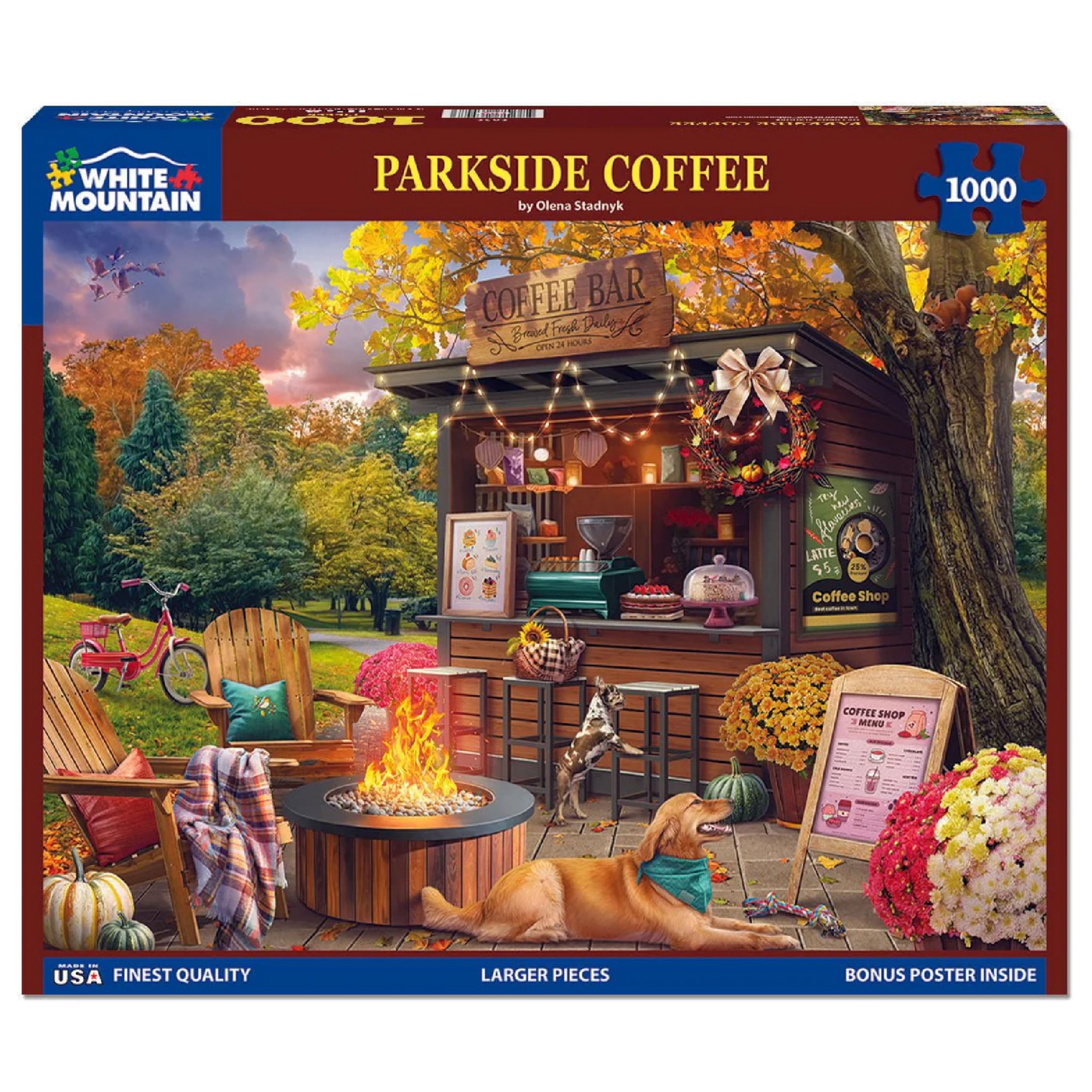 White Mountain Parkside Coffee Puzzle 1000 pezzi Autunno Puzzle per adulti e donne