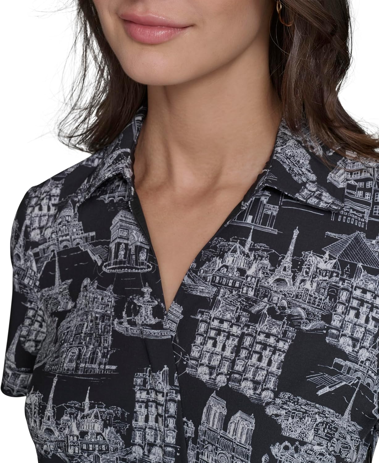 Karl Lagerfeld Womens Short Sleeve Surplice Neck Faux Wrap Belted Mini Dress - Image 5