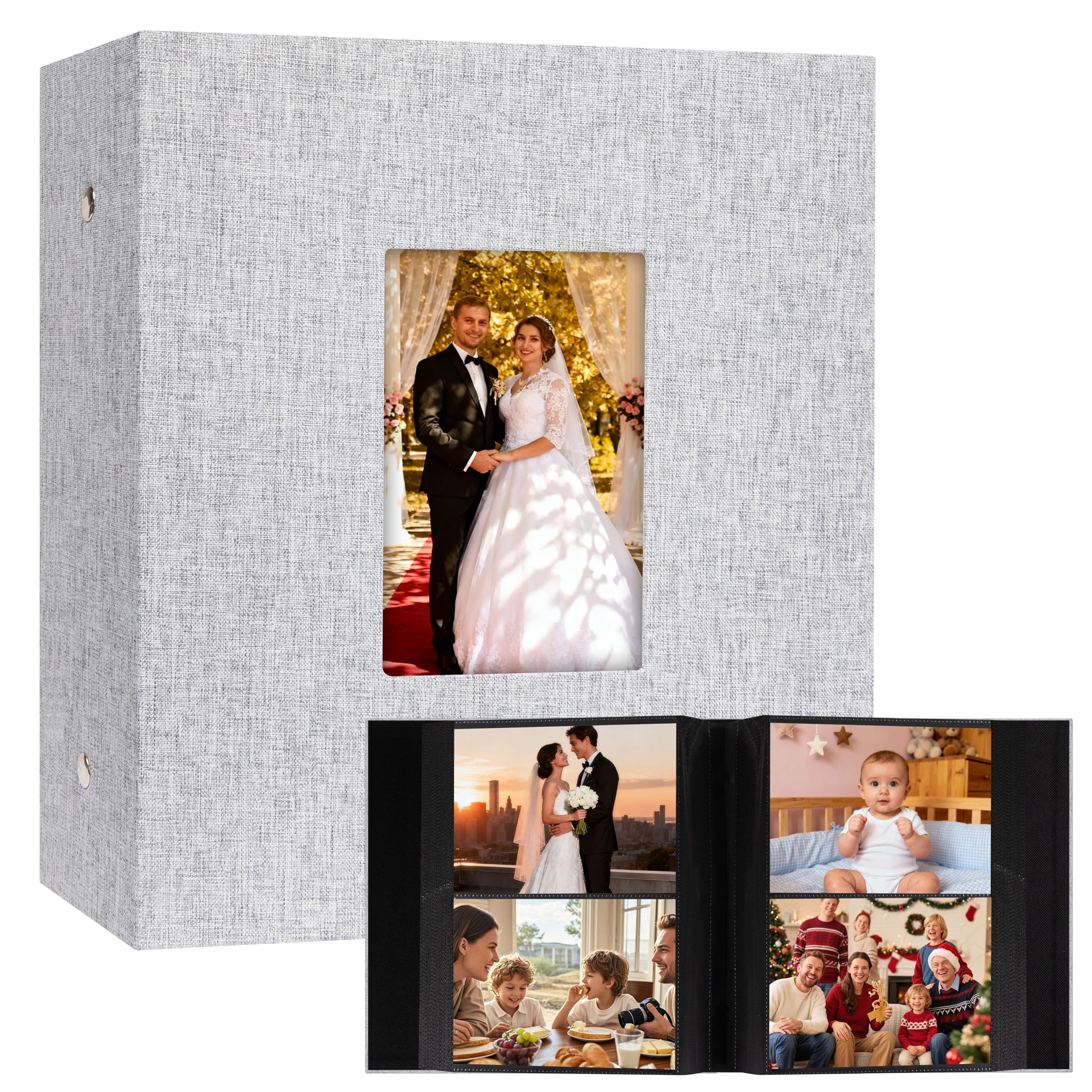 Aevdor Álbum de fotos de 320 bolsillos de 5 x 7 pulgadas, capacidad extragrande, cubierta de lino, álbumes de fotos familiares de boda, con capacidad para 320 fotos, libro de álbumes para bebés