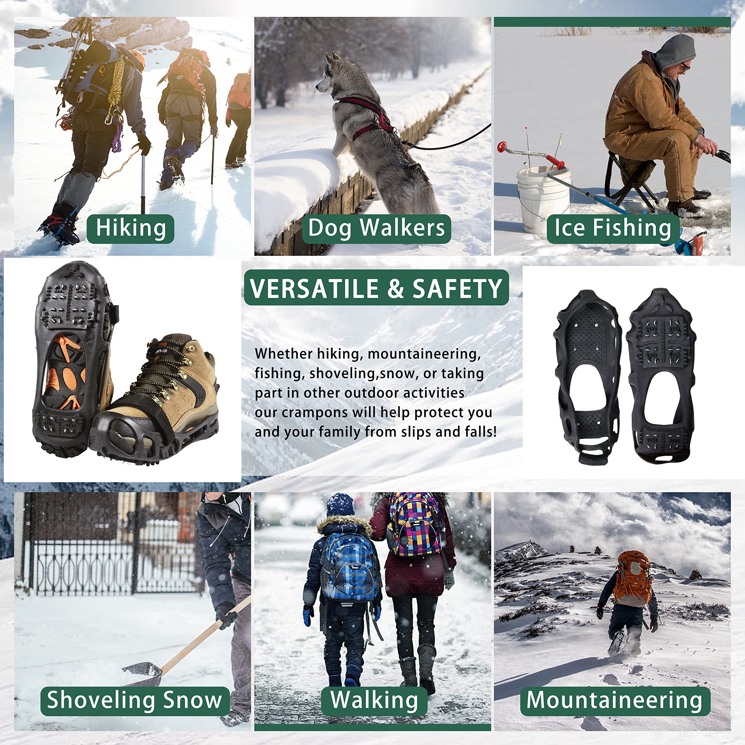 Acheter Crampons à Griffes De Glace, Couvertures Antidérapantes En Acier Inoxydable, Chaussure En Acier Pour L'escalade En Plein Air