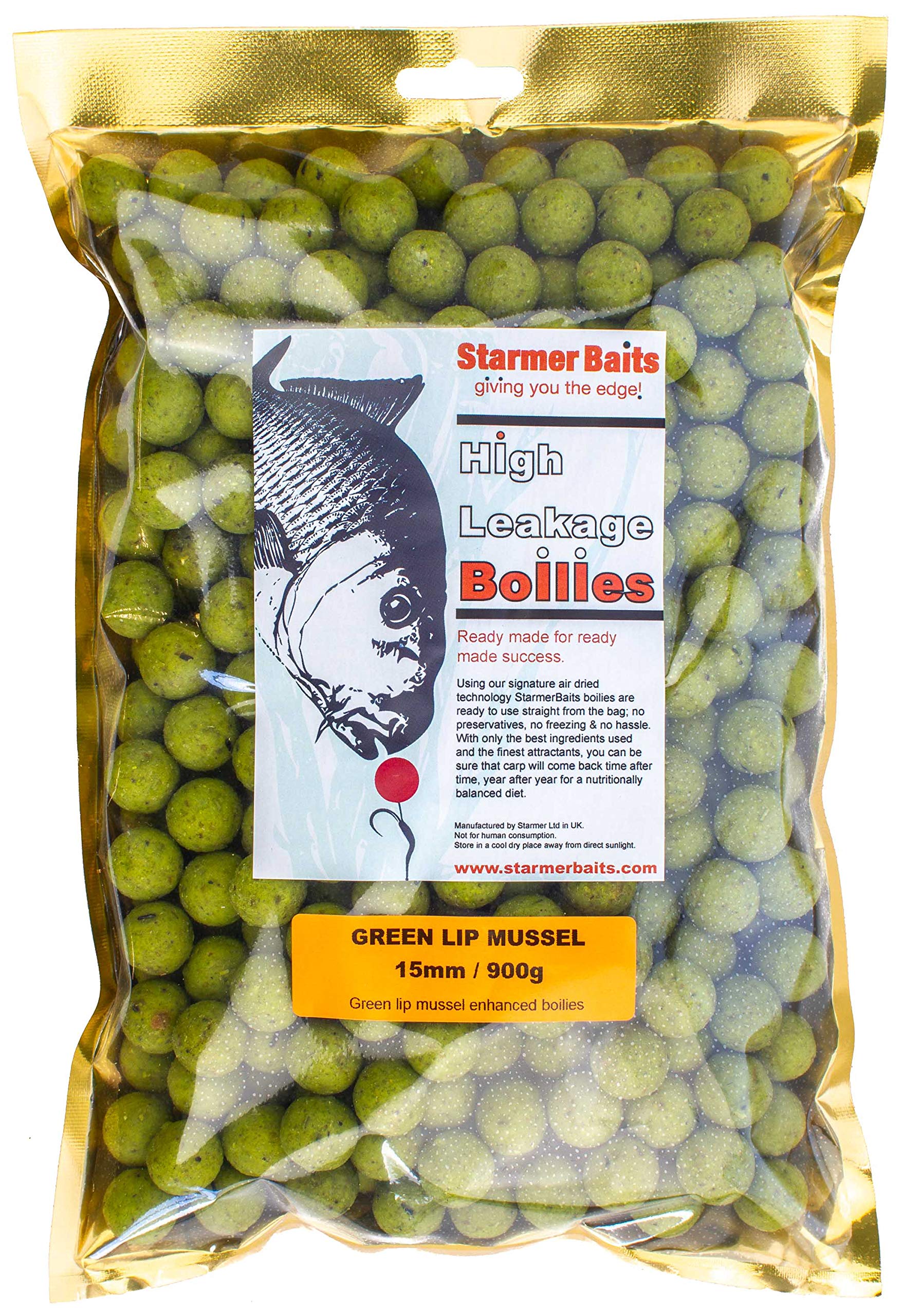 STARMER aquatic feed Green lip mussel boilies / 15mm / 900g