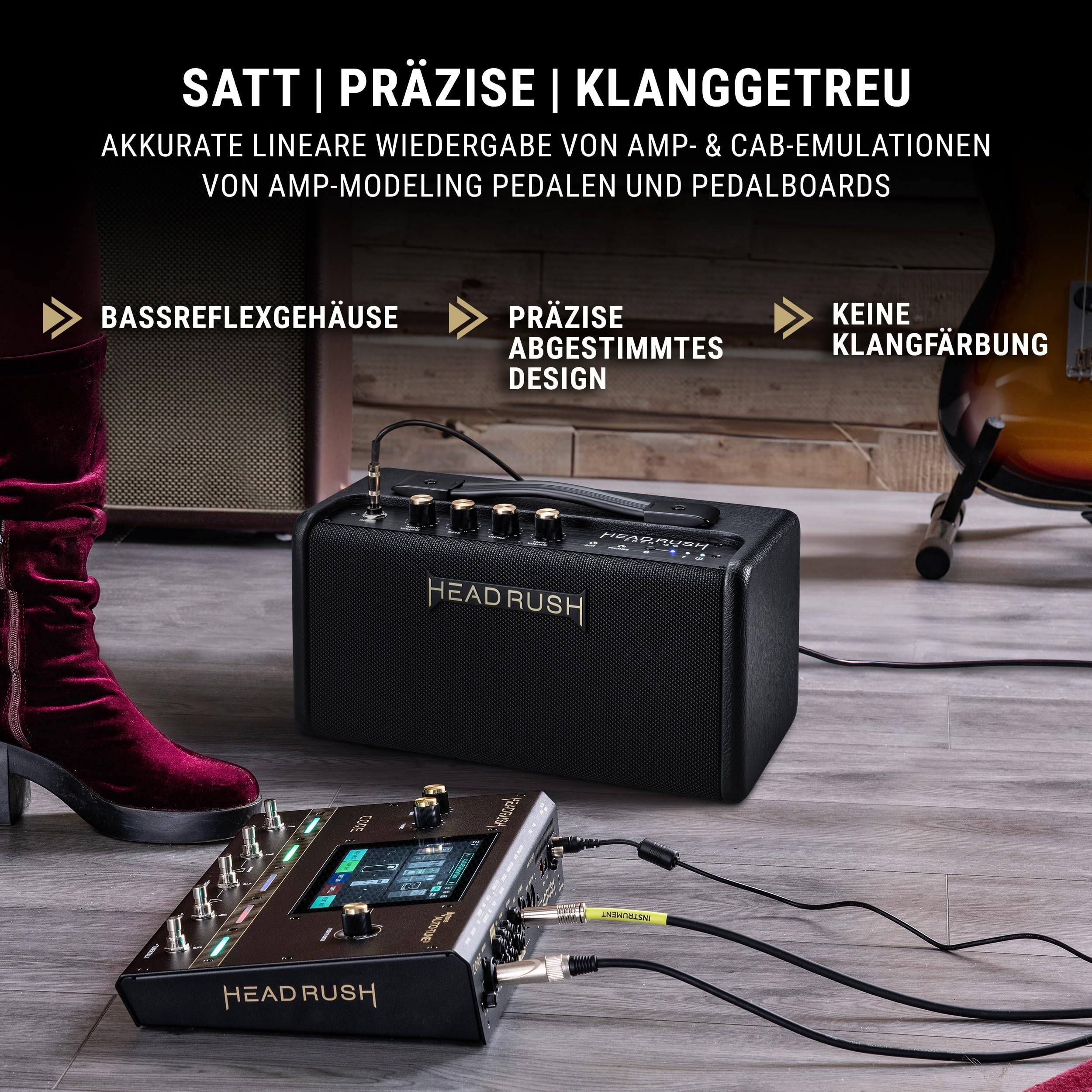 HeadRush FRFR-GO - 30W Verstärker für elektrische und Bassgitarren mit dualen 3" Lautsprechern, Bluetooth und Akku für Multi-FX/Amp Modeling Pedale