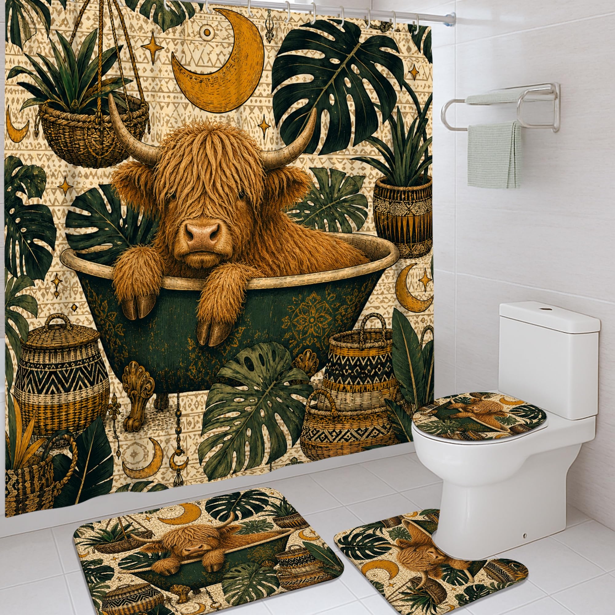 Rideau de douche 183x183 cm anti-moisissure et décoratif