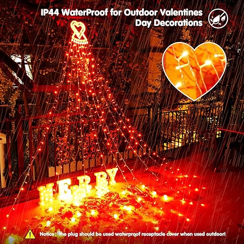 Miniatura 4 de Decoración para el día de San Valentín luces de decoración para el día de San Valentín 309 LED 8 modos luces de cortina enchufables de corazón a