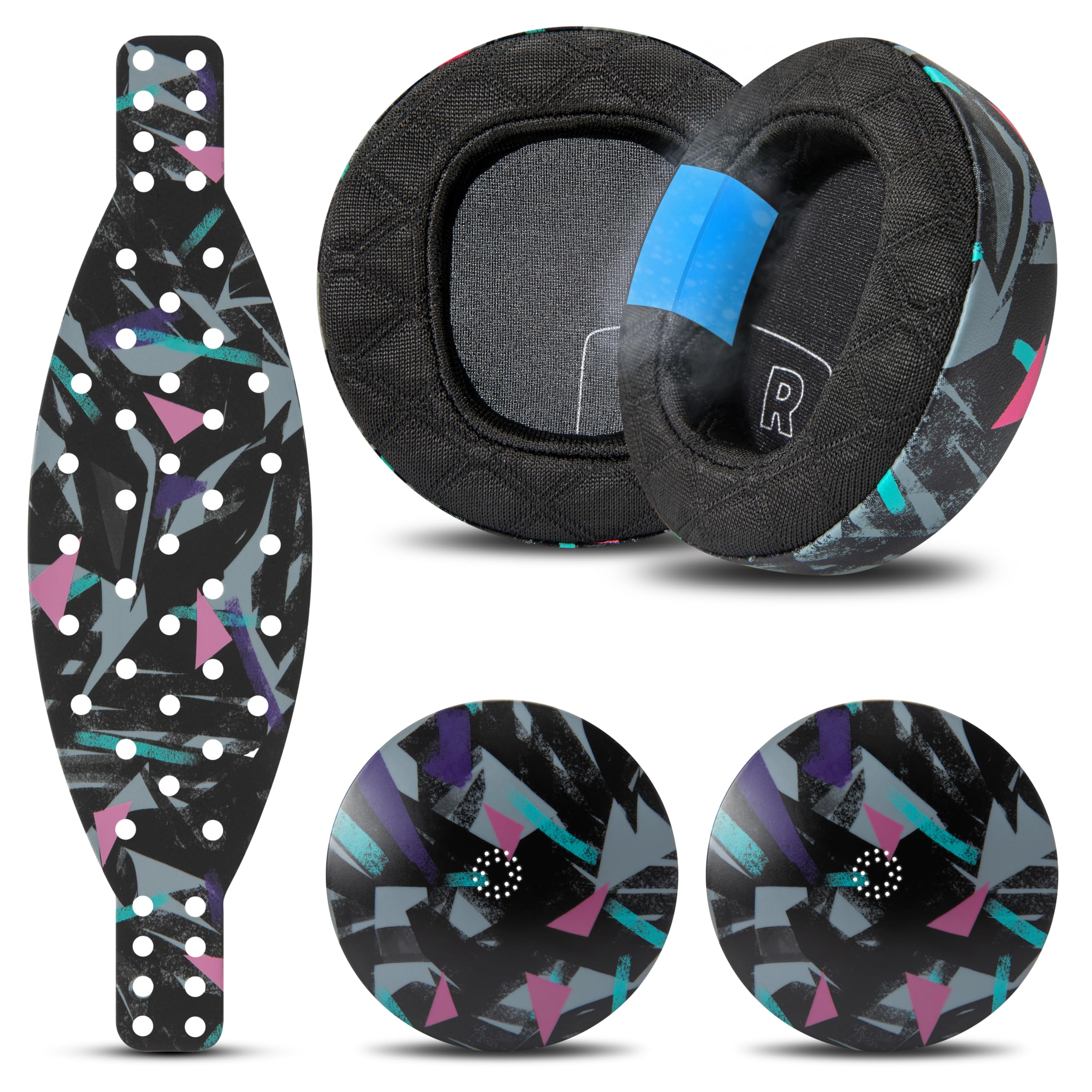 WC Mod Kit Maxwell 2 - Almohadillas de Gel refrescante + Diadema de Silicona Extra Ancha + Placas de Altavoz magnéticas Compatible con Audeze Maxwell 2 de Wicked Cushions | Negro de los 90