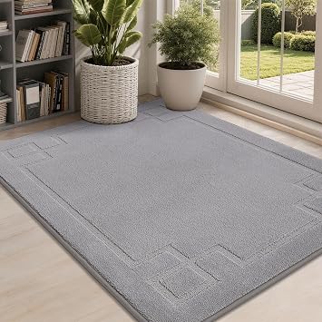 BEQHAUSE Door Mat 32" x 48", Non-Slip Door Mats Indoor Washable, Light Grey