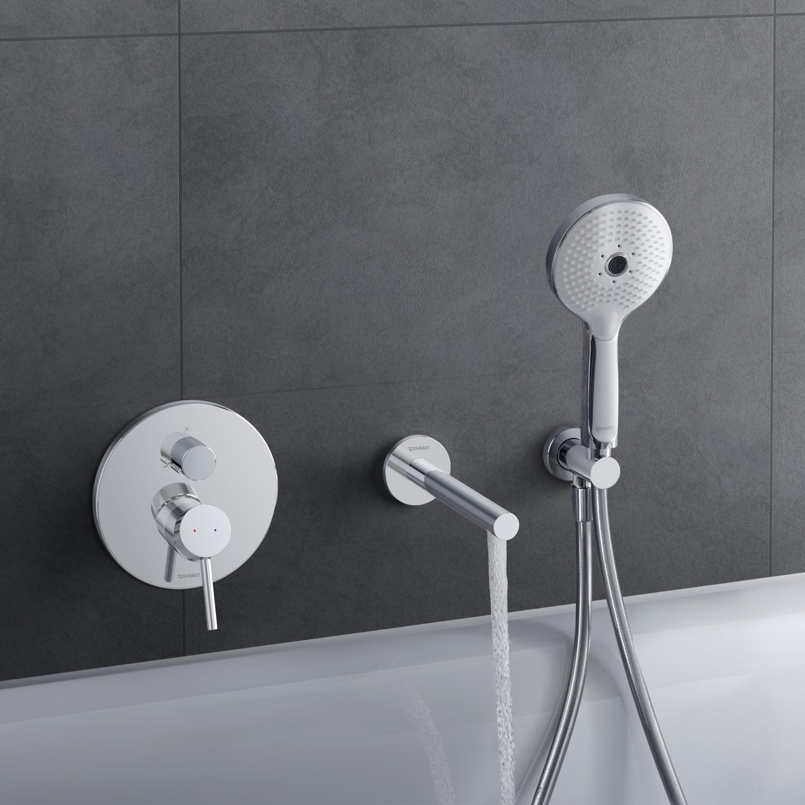 Duravit Circle Wanneneinlauf, Badewanneneinlauf mit runder Wandabdeckung, Zulauf Badewanne, Chrom