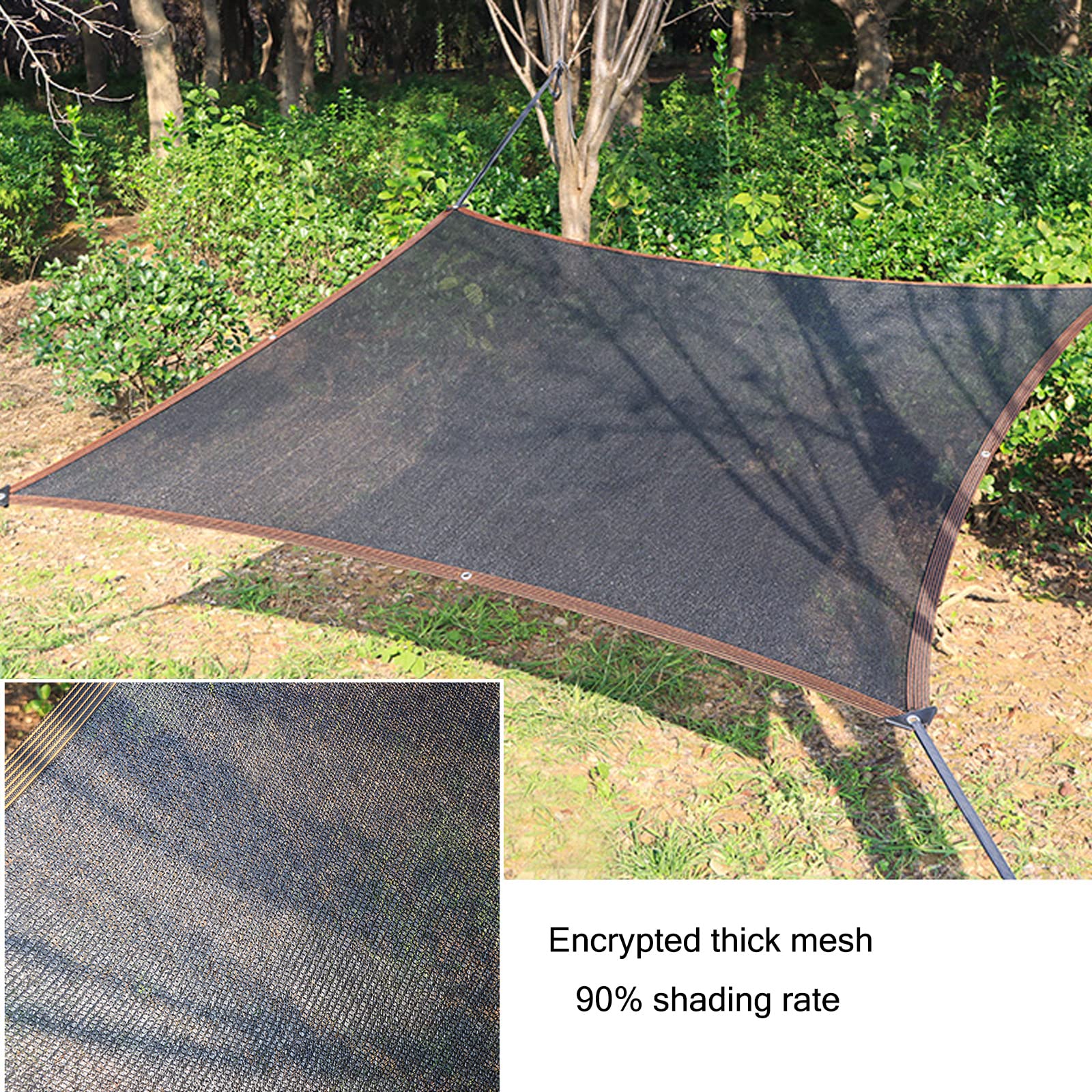 Lona de malla negra de 5 x 6 m, 90 % de protección solar y polvo para exteriores, protección de plantas de jardín e invernadero, fácil de colgar, perfecta para flores, veterinarios y soluts