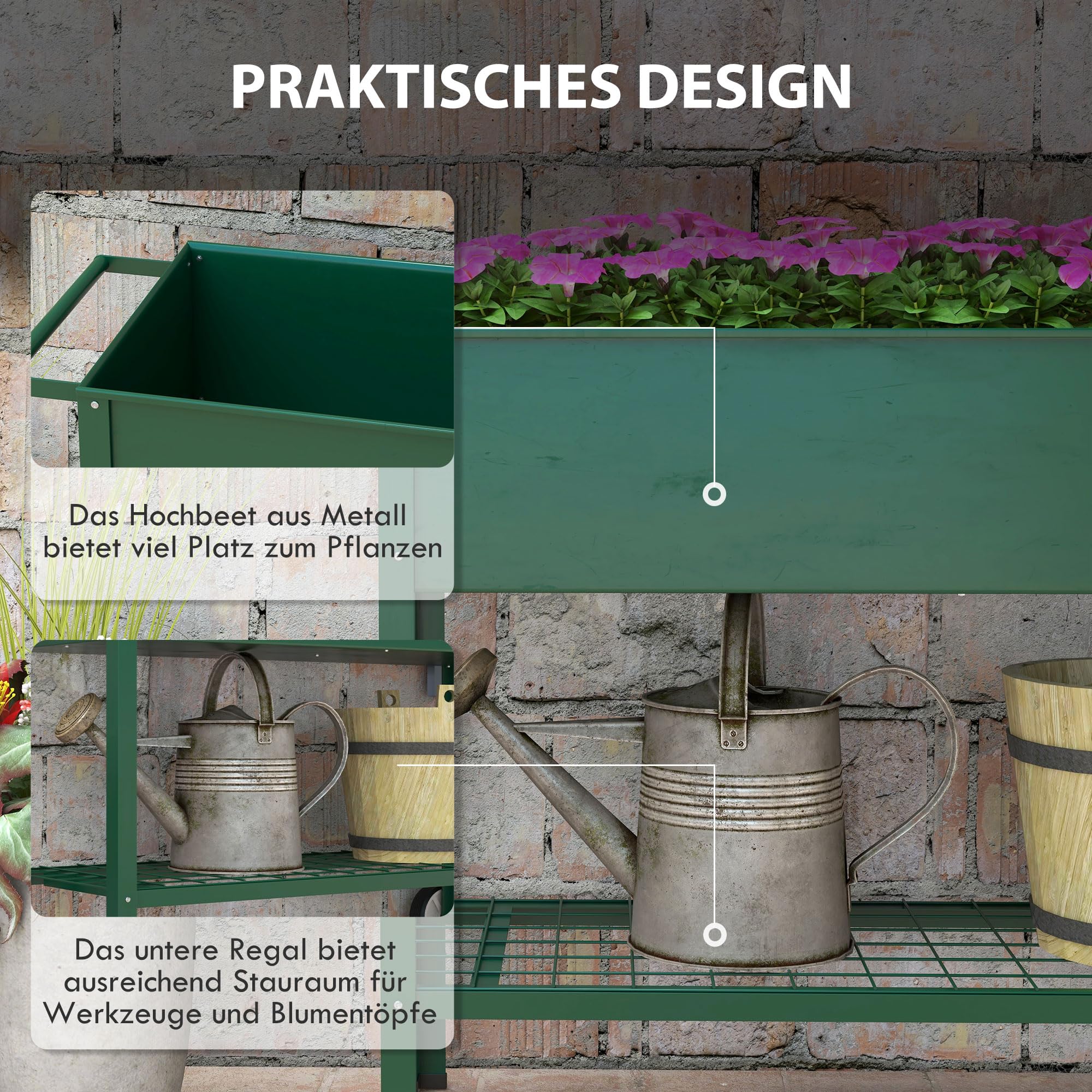 Houten Kruidenbak Op Wielen Cubic Grijsbruin | Verrijdbare Plantenbak