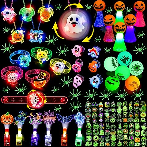 136-Piece Halloween Glow Party Favor Set with Tattoos and Accessories
