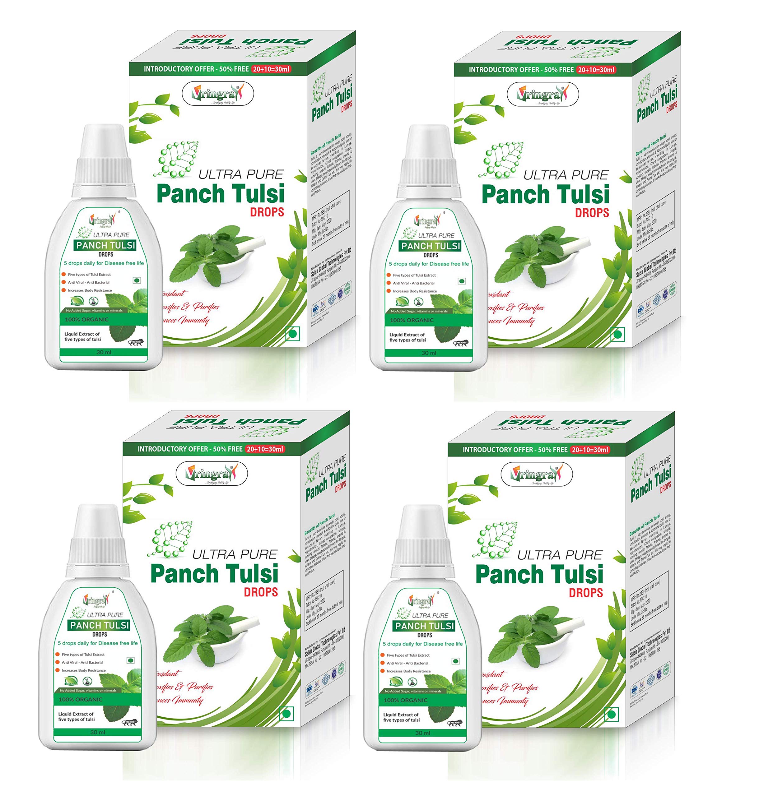 Vringra Tulsi Drops - Panch Tulsi Ras - Tulsi Ark - Tulsi Liquid - Natural Immunity Builder (Pack Of 4)-image-30