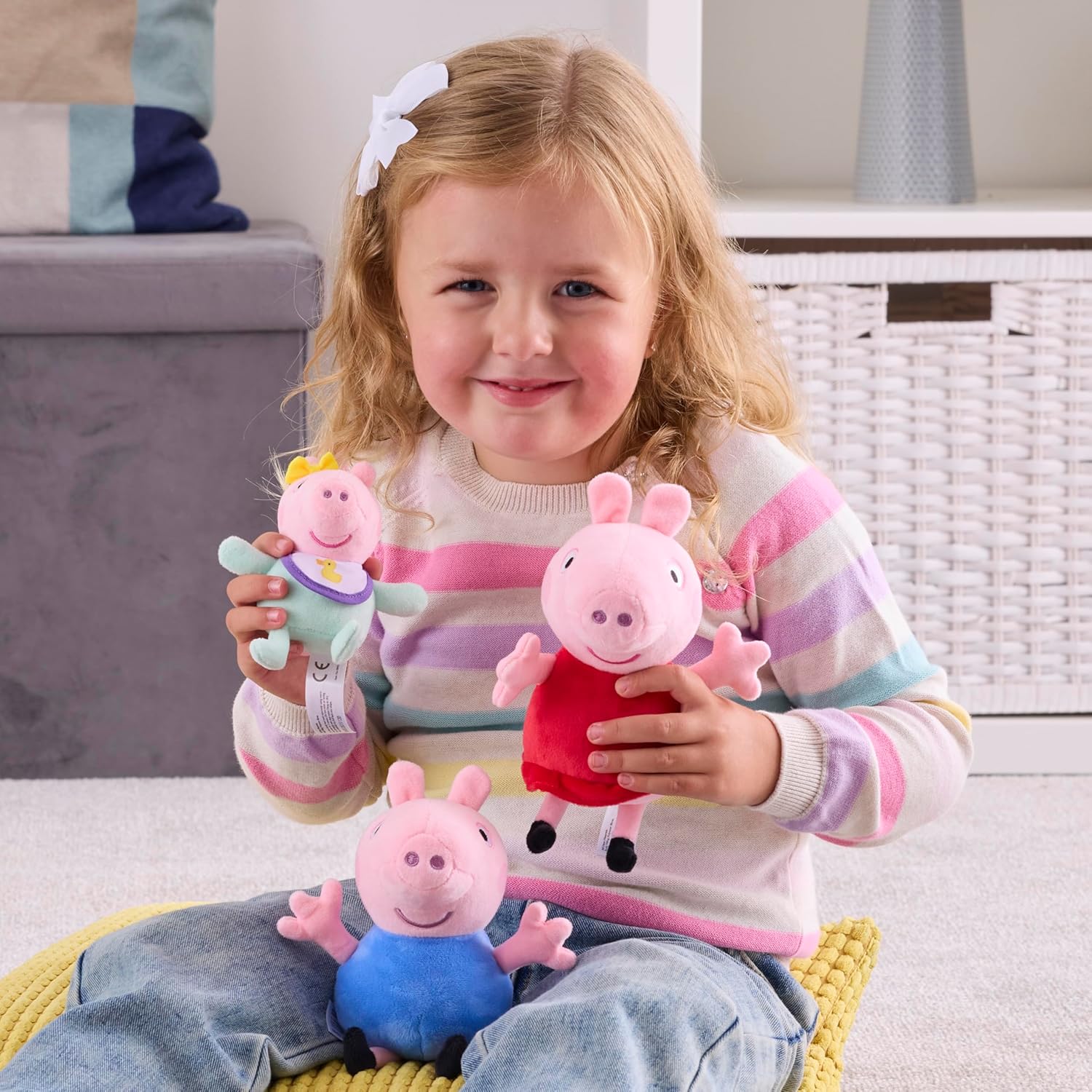 Peppa Pig Plush 3 Piece Set - Peppa, George & Baby Evie - Super Soft Classic Plush Toy 18 Months +