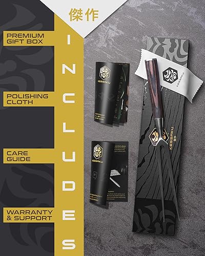 Miniatura 5 de KESSAKU Tenedor para carne, 6 pulgadas, serie Samurai, tenedor para barbacoa y tallado de doble punta, acero inoxidable forjado de alto carbono,