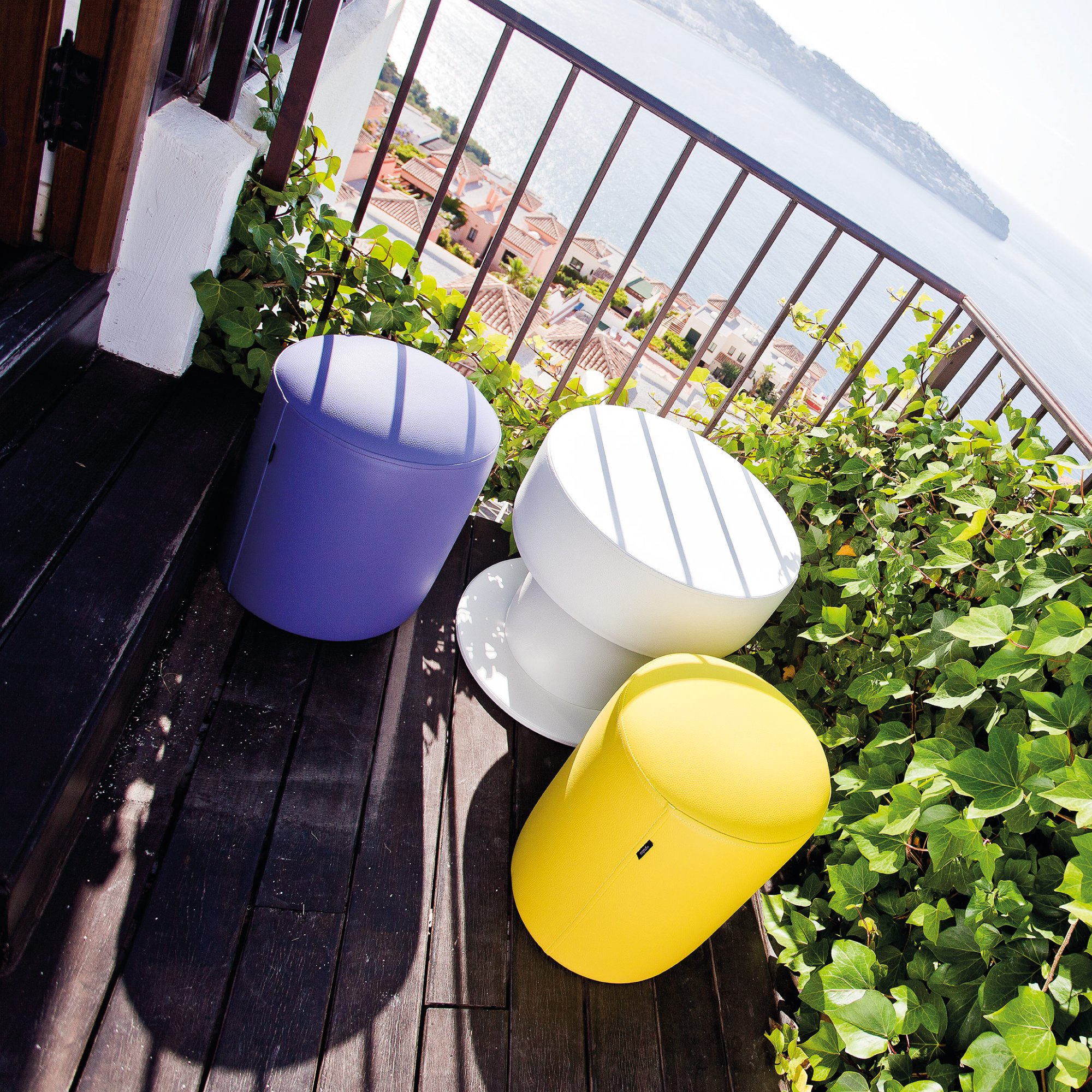 MiPuf - Puff Taburete Redondo | Puff con Relleno Incluido Válido como Reposapies Salon | Taburete Dormitorio Versatil con Estructura Sólida y Amoldable | Tapizado para Exterior | Beige