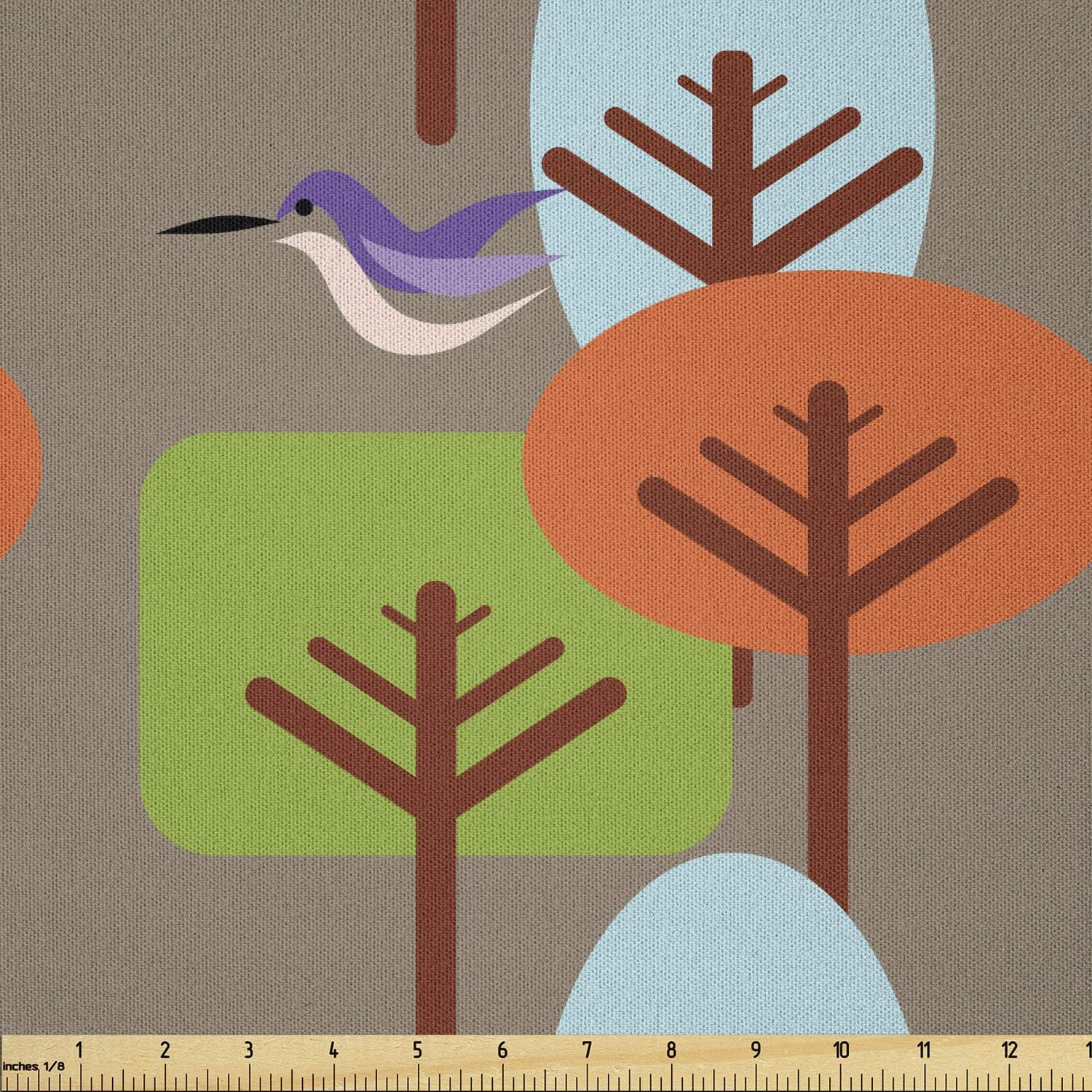 Ambesonne Cartoon Fabric by The Yard, Celestial Melody Vibes Wingy Little Ones with Harps Flowers Clouds Print, Microfiber Fabric for Arts and Crafts Textiles & Decor, 5 Yards, Yellow Seafoam