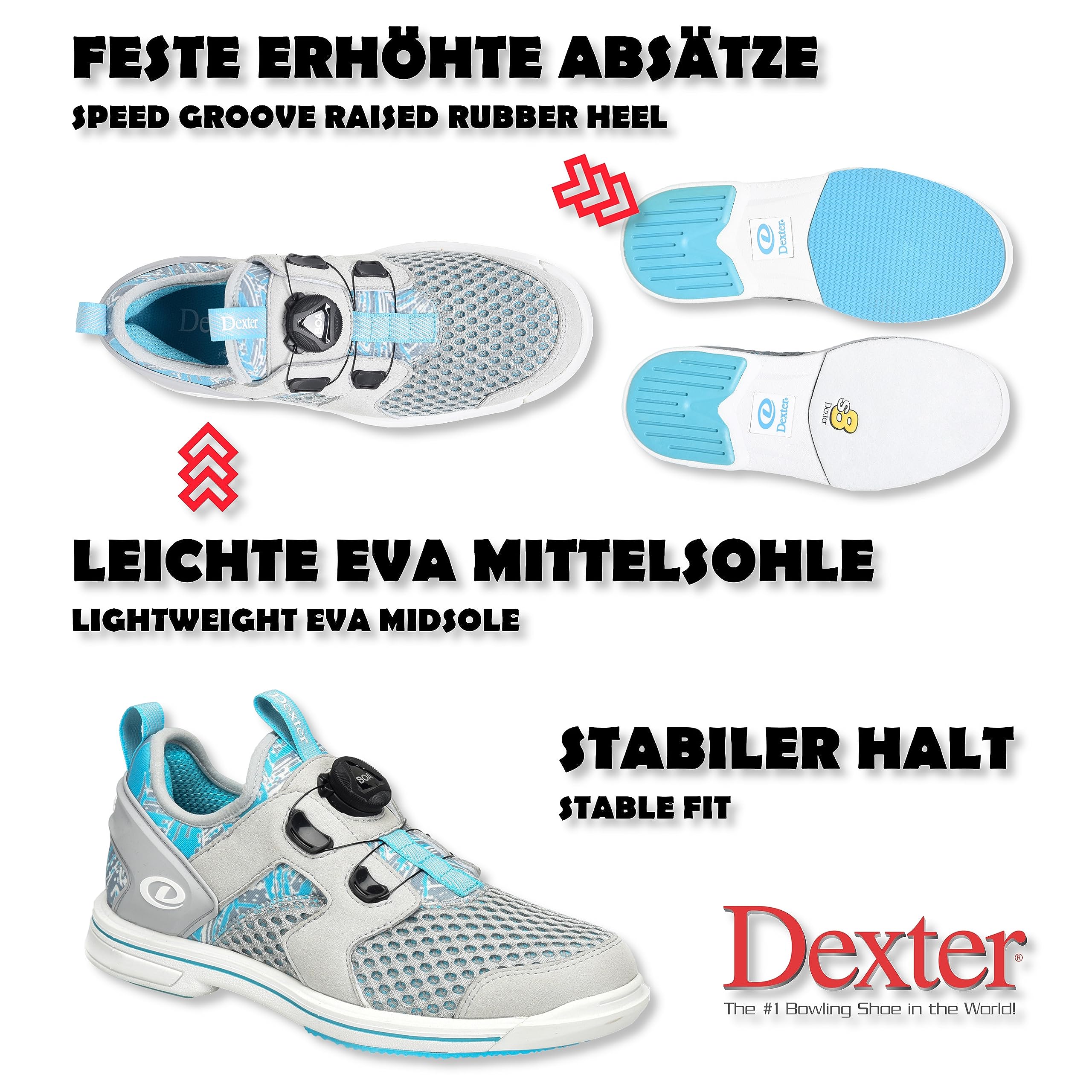 EMAX DexLite Pro BoA Chaussures de bowling avec semelle interchangeable pour homme et femme