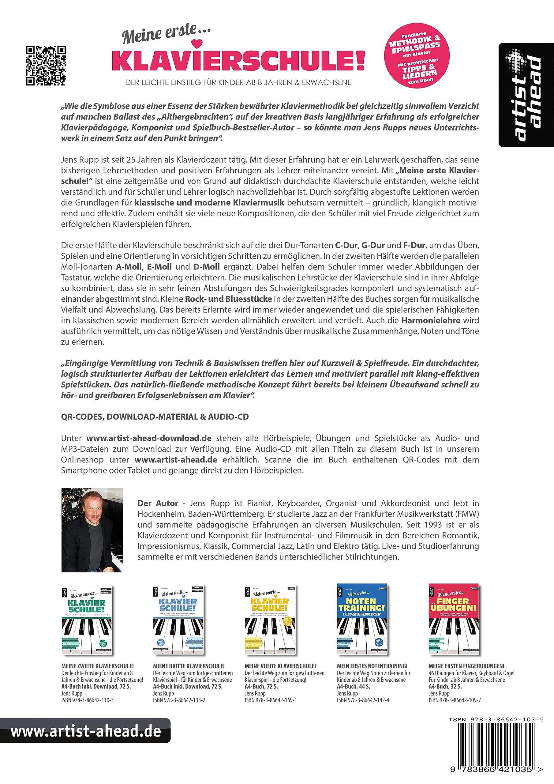 Meine erste Klavierschule! Der leichte Einstieg für Kinder ab 8 Jahren & erwachsene Wiedereinsteiger (inkl. QR-Codes + Audio-Download). Klaviernoten für Anfänger am Piano. Fingerübungen.