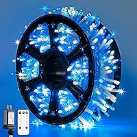 Vista 25 de JMEXSUSS Guirnalda de 600 luces LED que cambian de color enchufable, luces de Navidad blancas cálidas y multicolor de 168 pies con control remoto
