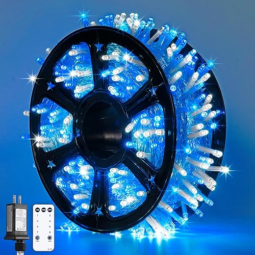 Miniatura 85 de JMEXSUSS Guirnalda de luces LED de 168 pies, 600 luces LED para el día de San Valentín, luces rojas de Navidad con alambre transparente, 8 modos