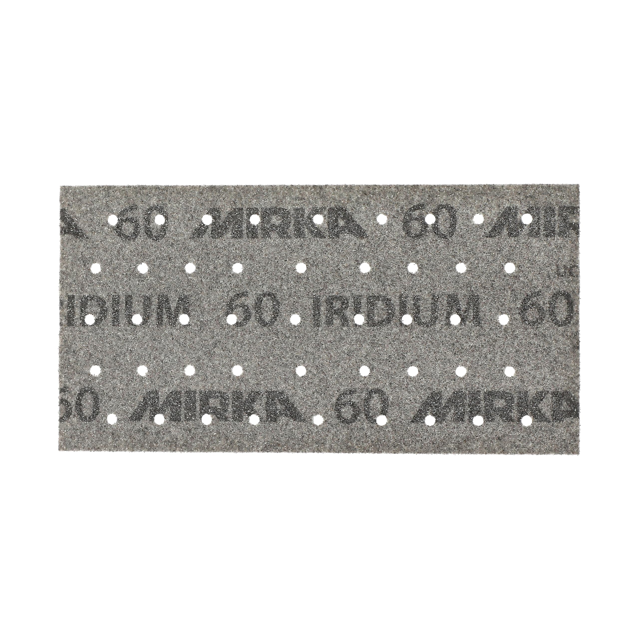 Mirka papel de lija Iridium 93x180mm cierre adhesivo 45 agujeros grano 60 | Papel de lija premium para lacas masillas imprimación madera acero plásticos granulado 60 cierre adhesivo 50 piezas