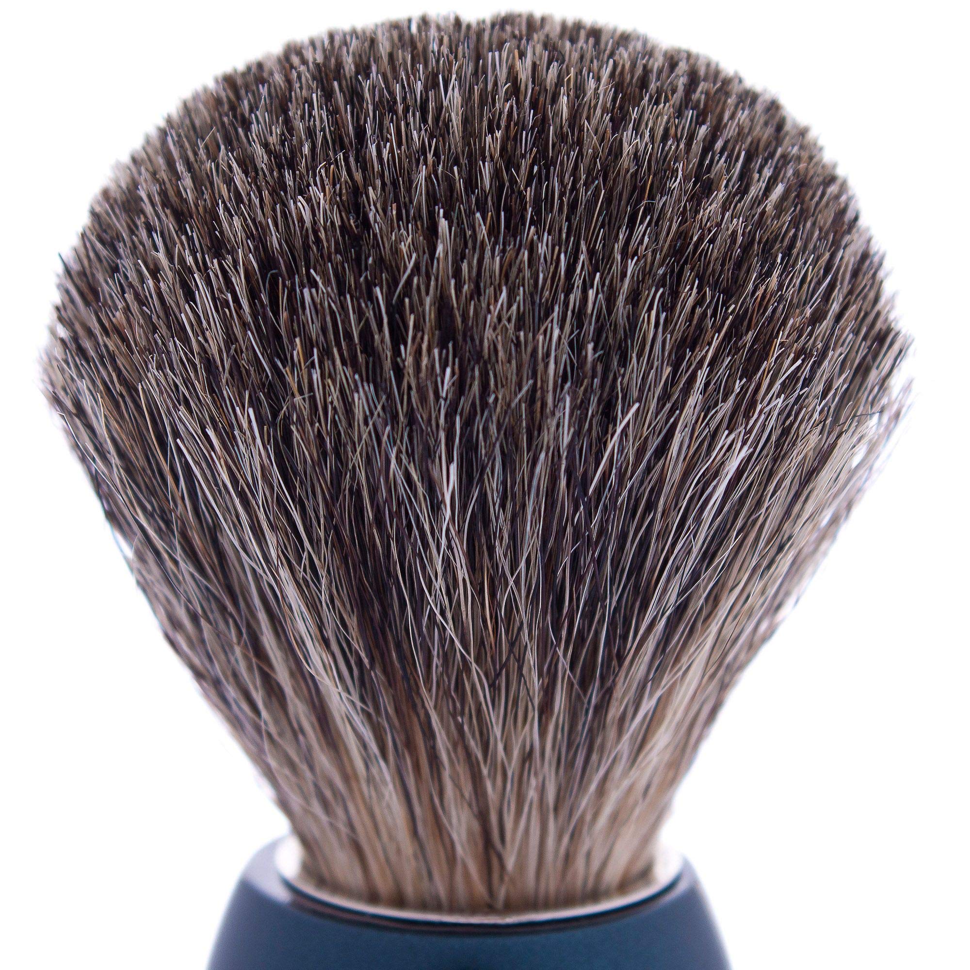 Plisson - Blaireau de Rasage Classique, Blaireau Poil Naturel Gris de Haute Qualité - Manche Gris Nacré - Taille 12 Standard - Confort et Douceur - Fabrication Française