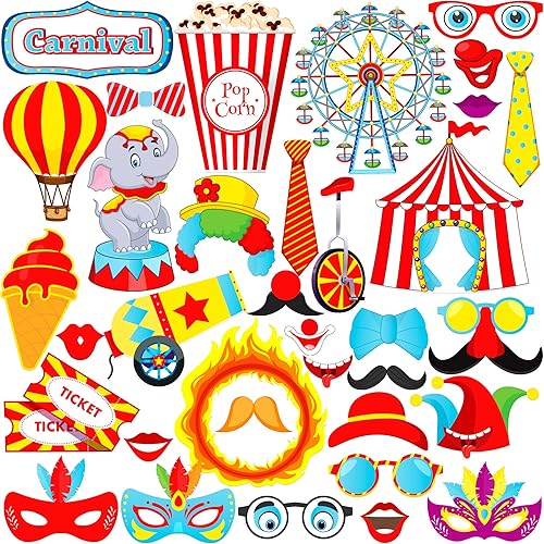 KatchOn, Enormes accesorios para cabina de fotos de carnaval, paquete de 35 | Accesorios de fotos de carnaval para decoraciones de fiestas temáticas
