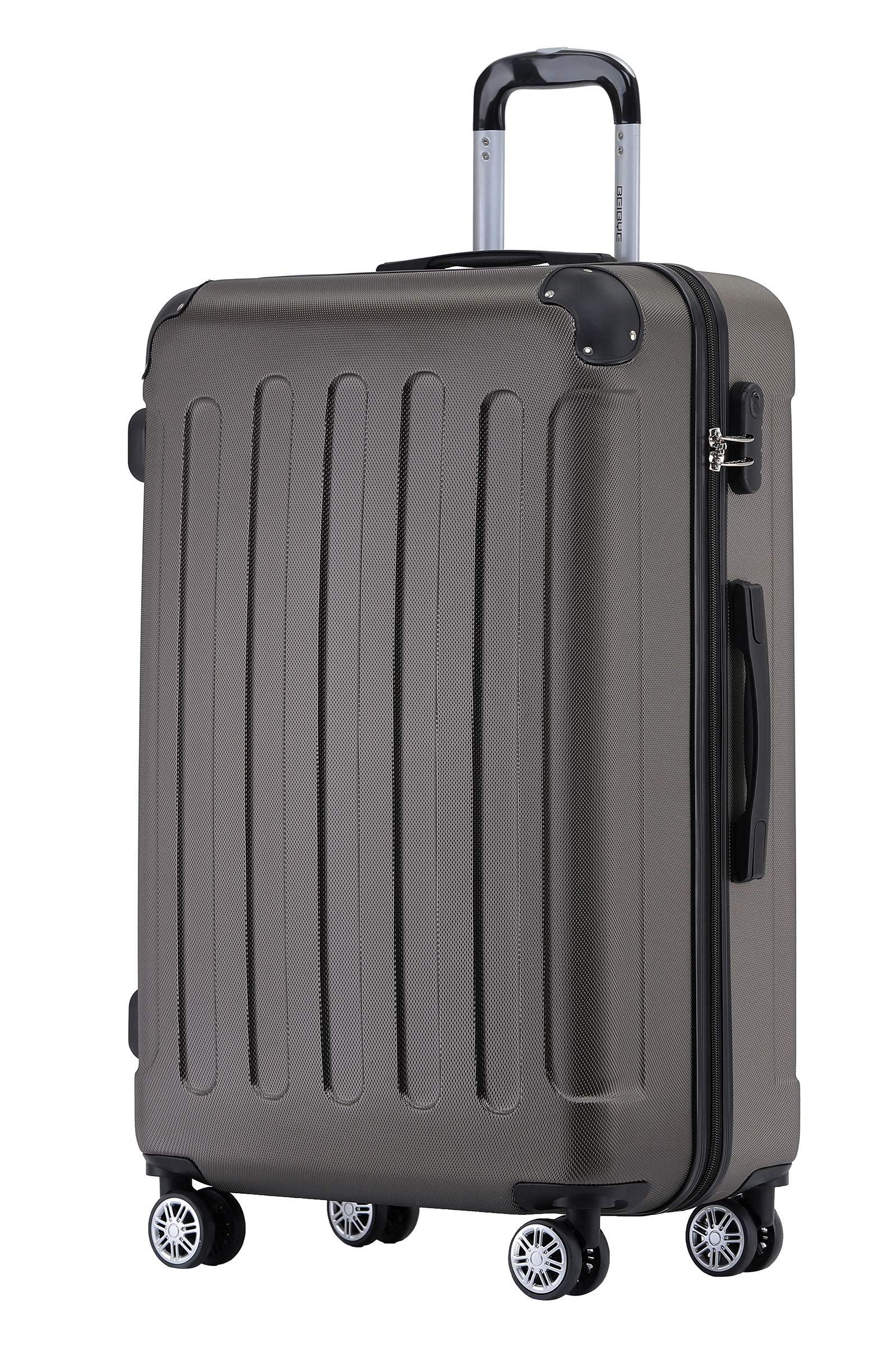 BEIBYE Hartschalen-Koffer Trolley Rollkoffer Reisekoffer Sicherheit Zahlenschloß Zwillingsrolle ABS Material Handgepäck 4 Rollen (M-L-XL-Set)