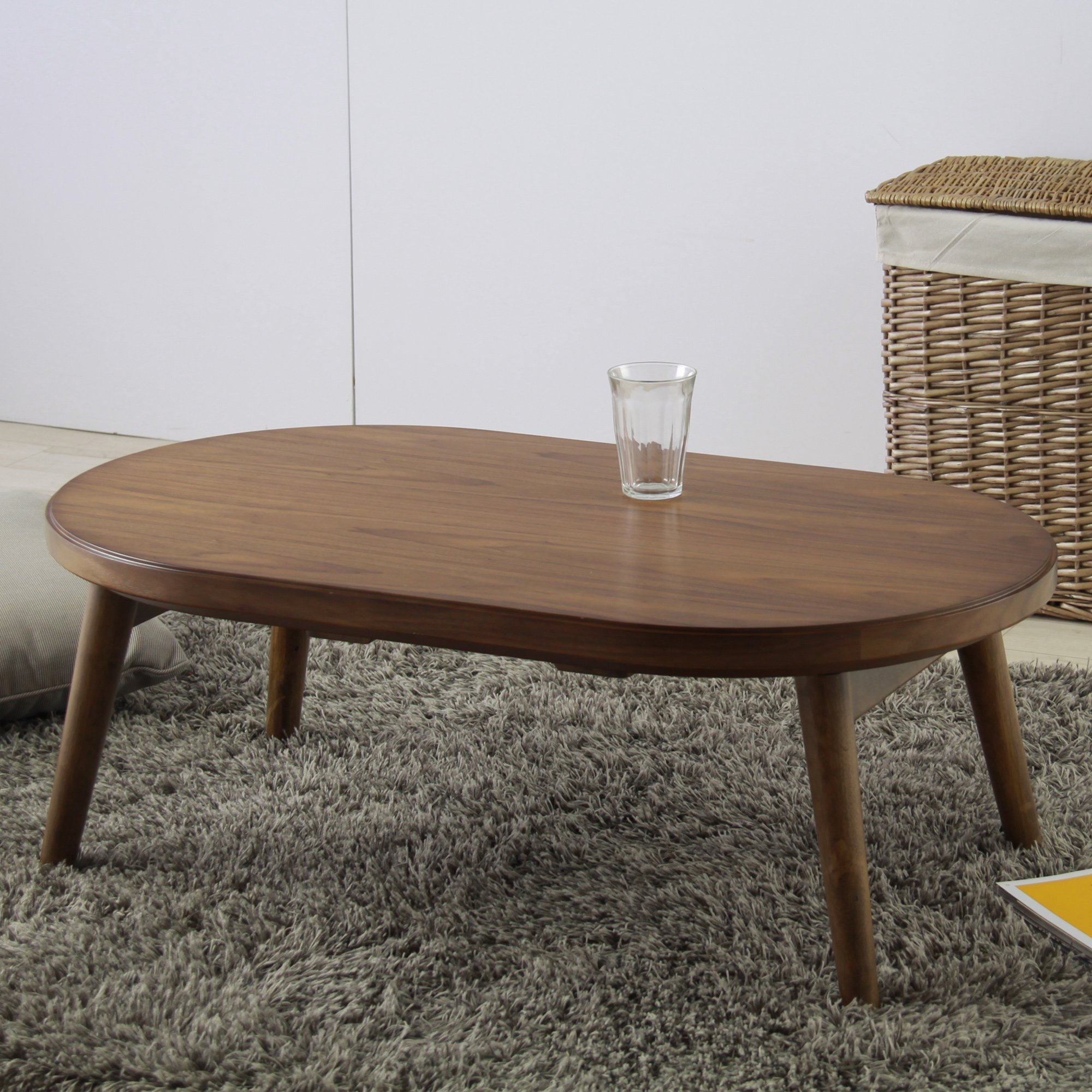 Azumaya Corona 120 Kotatsu Heater Folding Legs Wooden Table Oval - Main Image