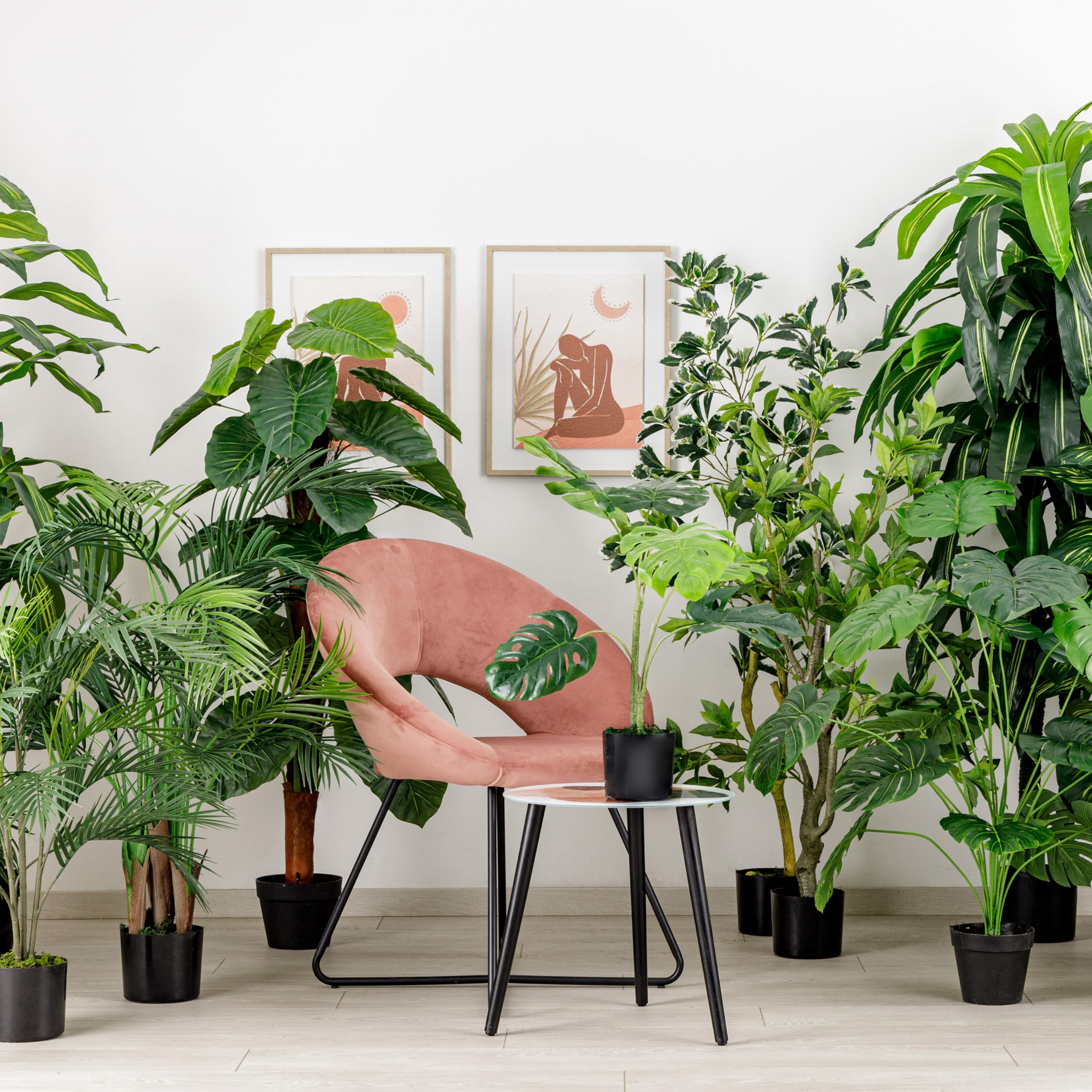 Baroni Home Planta Artificial de Interior y Exterior, Planta Decorativa de Alocasia de Imitación para Salón, Dormitorio, Cocina, 130 cm de Altura
