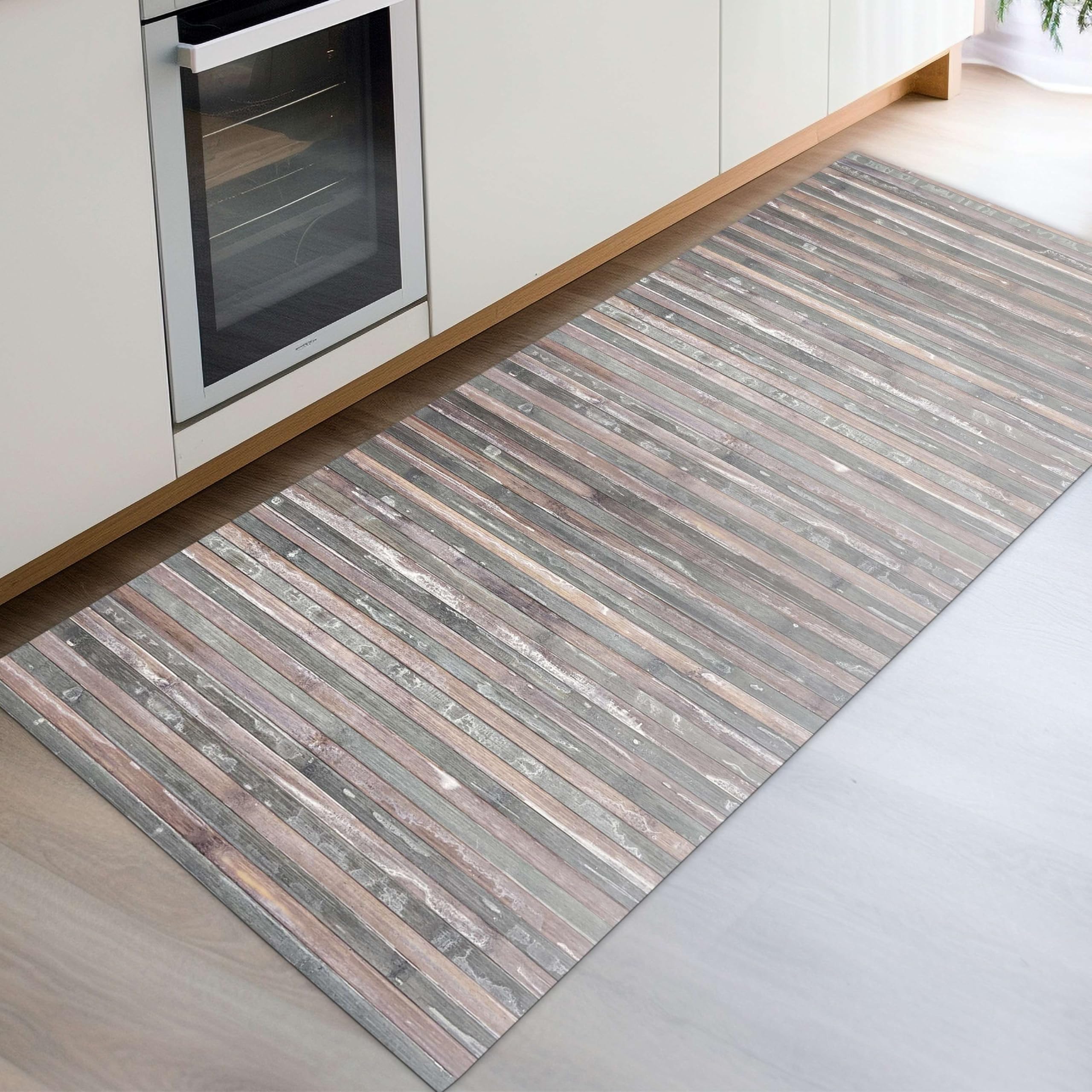 Alfombra de bambú para cocina, de madera ecológica, antideslizante, lavable, perfecta como alfombra de baño, alfombra para cocina o para exterior, 50 x 75 cm, gris - gris pardo