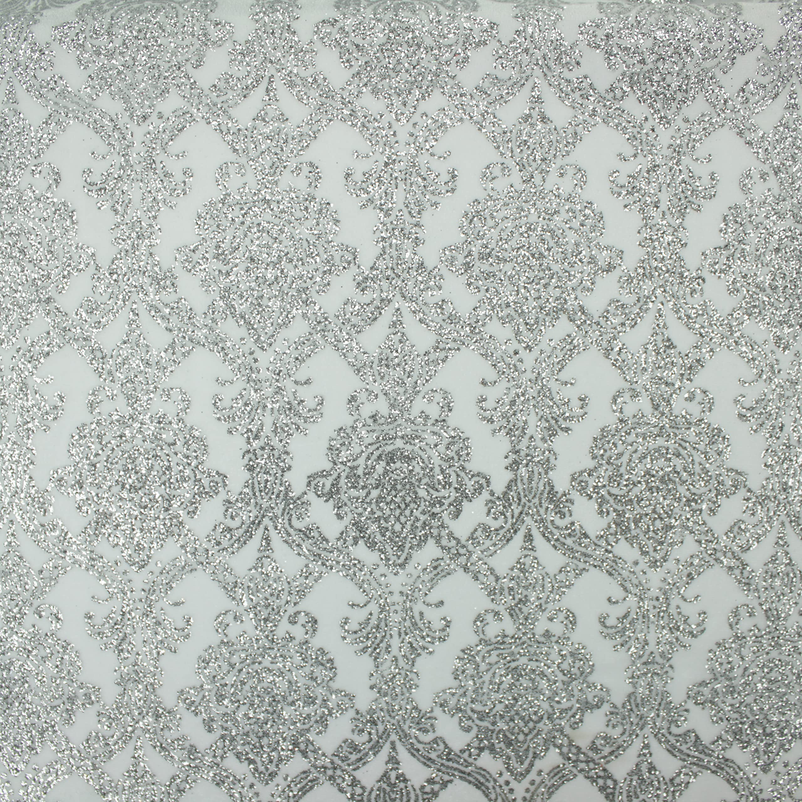 TELA DE TERCIOPELO BLANCO CON ESTAMPADO VICTORIANO DE PURPURINA PLATA POR METROS ANCHO 150cm (5)
