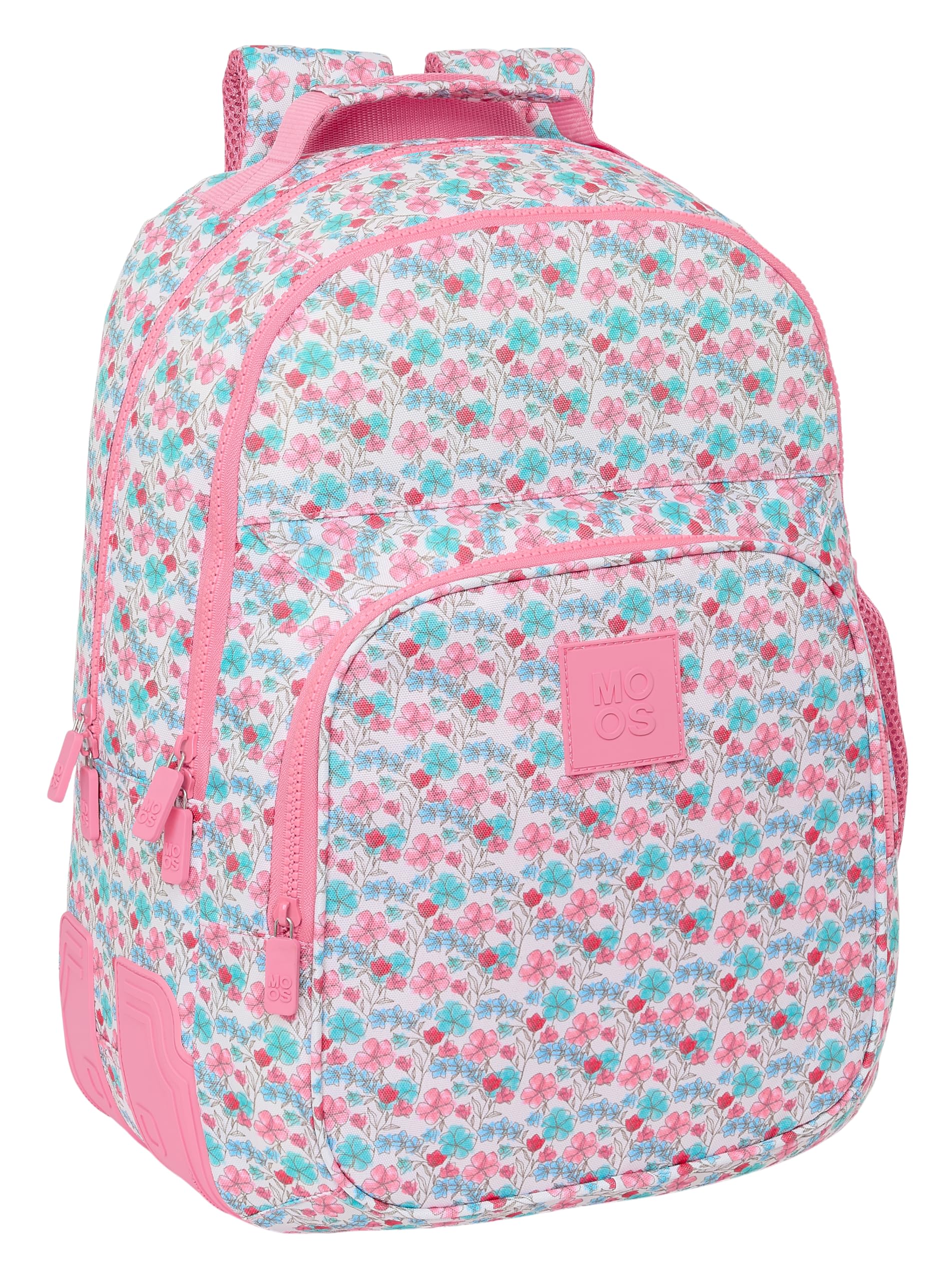 Safta MOOS Flores – Double Adaptable Trolley Backpack, Recyclable Fabric, Ideal for Children of Different Ages, Comfortable and Versatile, Quality and Resistance, 32 x 15 x 42 cm, Multi-Coloured,