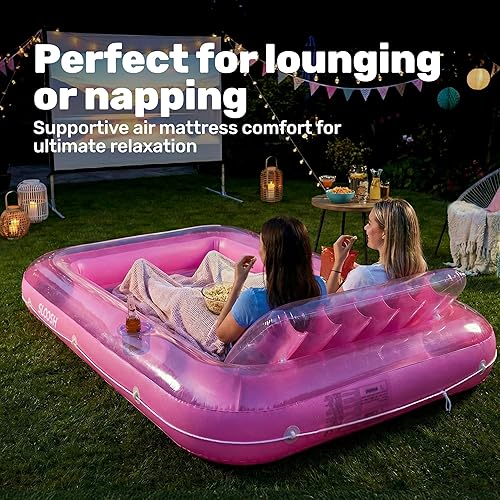 Miniatura 7 de SLOOSH Flotador inflable para adultos, con almohada, 216 x 145 cm, 4 en 1: balsa estilo tina bronceadora, camastro para tomar el sol, para fiestas