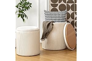 Ottoman with Storage, Velvet Round Storage Ottoman Set of 2