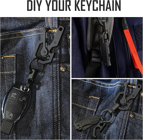 Miniatura 3 de KeyUnity KA15 Conector de llavero giratorio de doble extremo, ligador de llave giratorio de titanio para mosquetón y carillón de viento