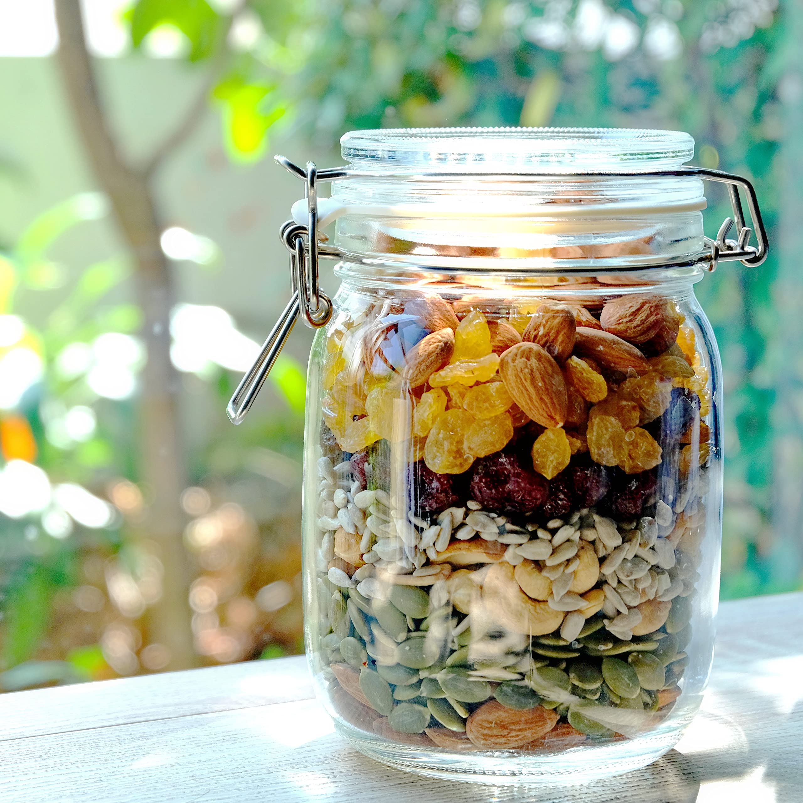 4 tarros de vidrio para almacenamiento de alimentos con tapas herméticas + pizarra y marcador, botes de cocina para harina, azúcar, café, cereales, pasta, enlatado, tarro de galletas con tapa de