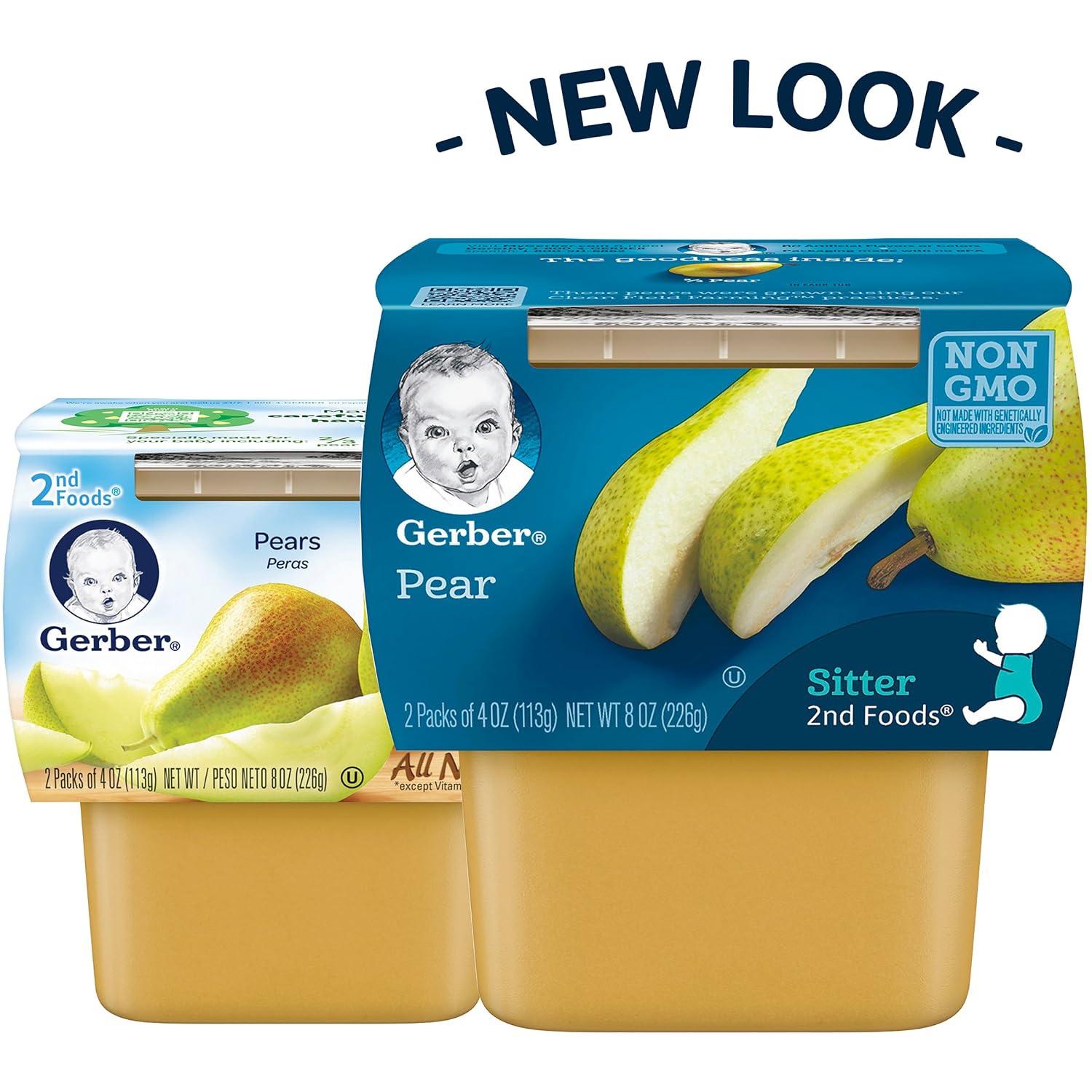 Gerber 2nd Foods Pears, 4 oz Tubs, 2 Count (Pack of 8)