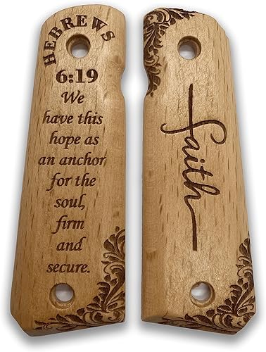 Miniatura 6 de for 1911: Full Size Wooden Handgun Grips with Bible Verses Series - Fits a Wide Range of 1911 Models - 1911 Accessories
