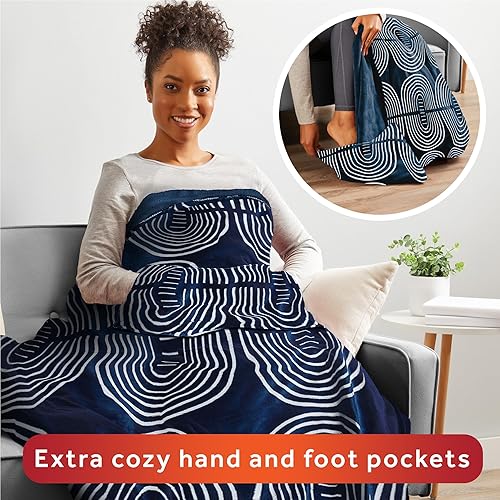 Miniatura 3 de Sunbeam Ultimate Cozy Royal Posh - Manta térmica eléctrica de terciopelo con bolsillo para manos y pies, 50 x 72pulgadas, 4 ajustes de calor,