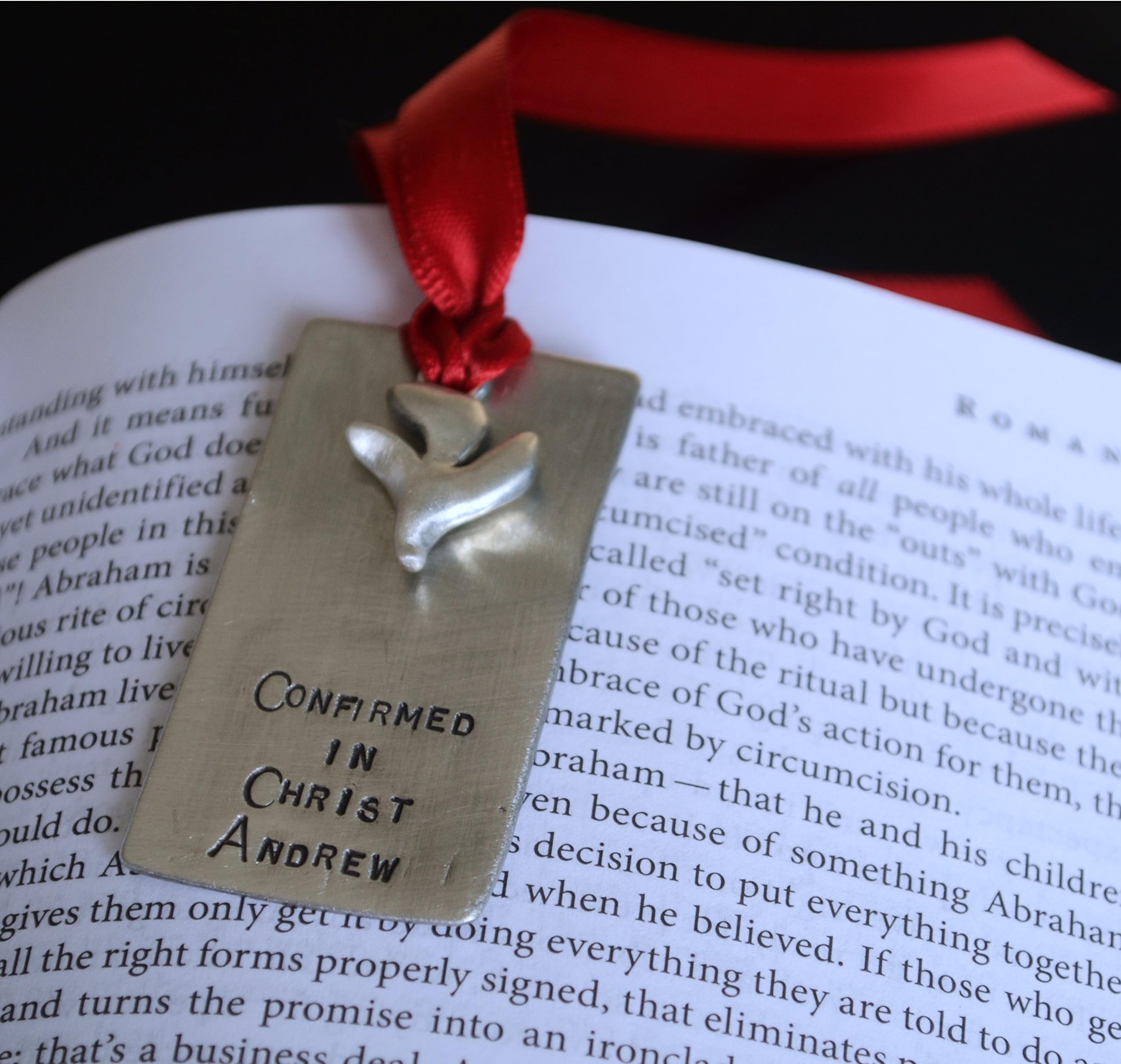 Personalized Confirmation Pewter Bookmark - Confirmed in Christ - Customize with Name