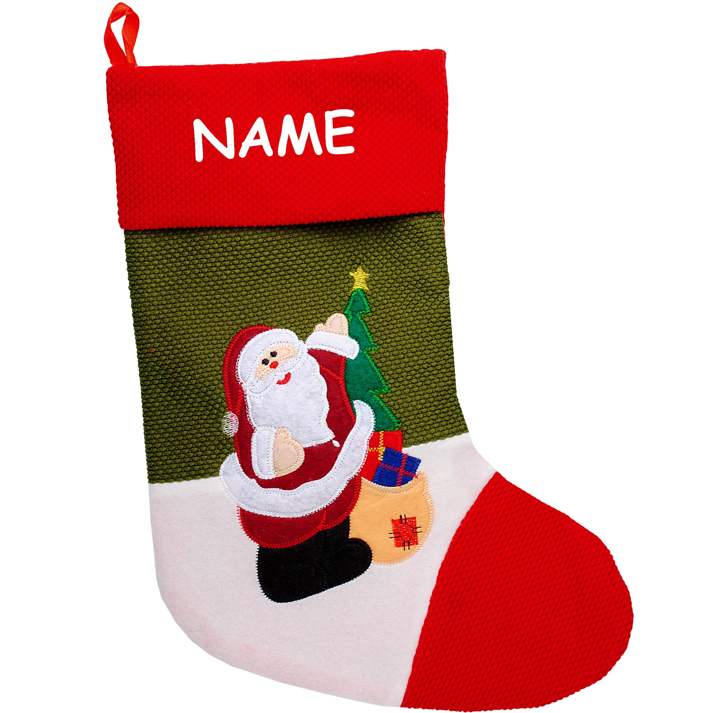 alles-meine.de GmbH 10 Stück XL - Weihnachtssocken & Filzstrümpfe - 3-D Effekt - Weihnachtsmann/Nikolaus/Santa Clause - 40 cm - Nikolausstiefel - Nikolausstrumpf/Weih..