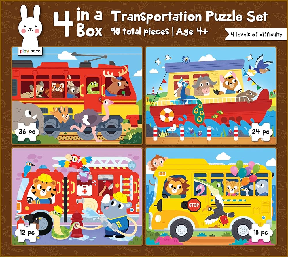 Buy Play Poco - 4 in a Box Vehicles Puzzle for Kids - Ages 3 Buy Play Poco - 4 in a Box Vehicles Puzzle for Kids - Ages 3