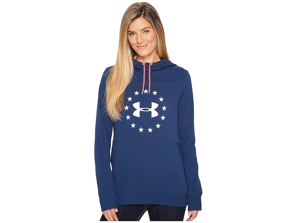 

Under Armour UA Freedom Threadborne Hoodie (Blackout Navy/Rustic Red/White) Women's Sweatshirt