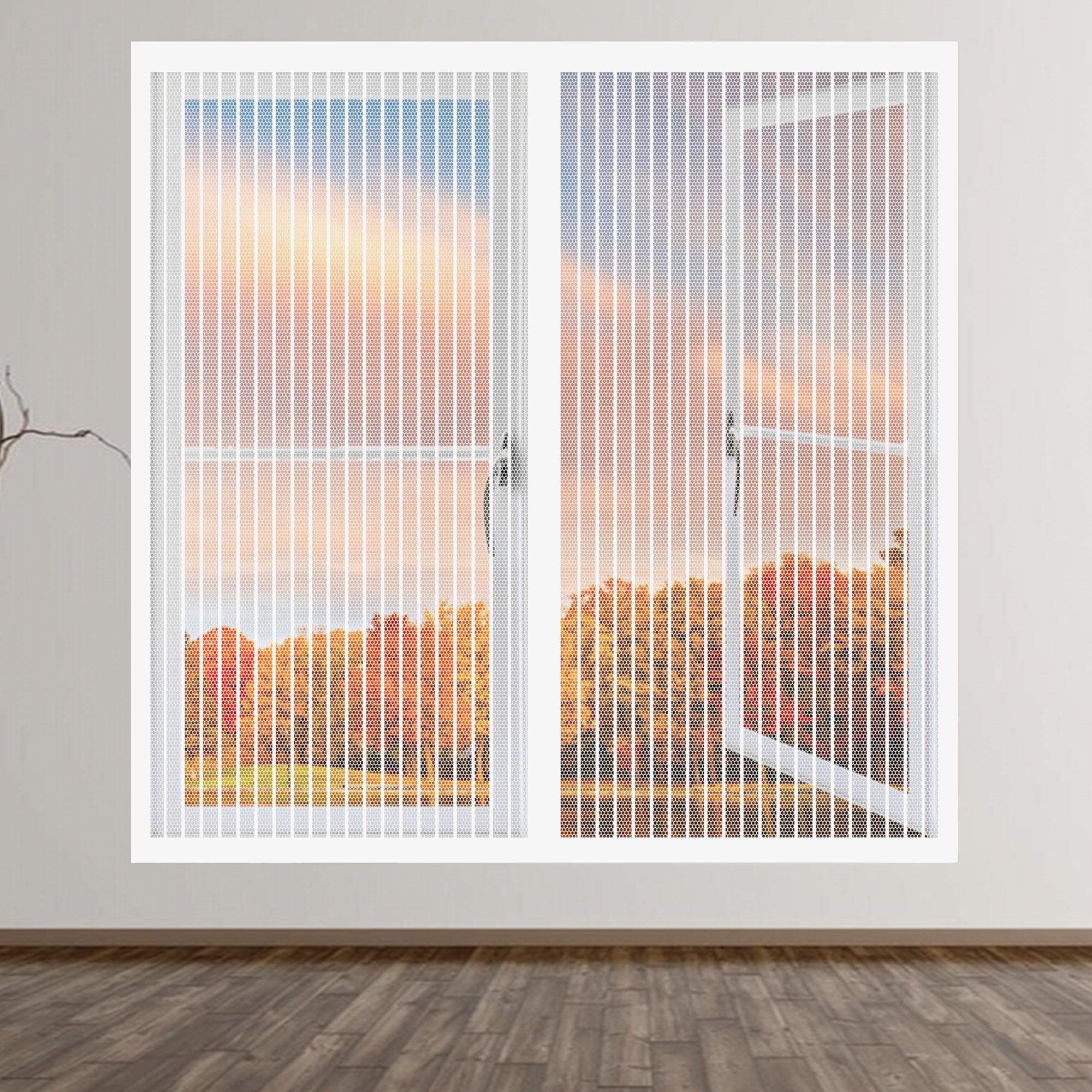 Magnetic Fly Screen Window 170 x 140 cm Selfadhesive Tape Silent Insect Mesh that Close Automatically Easy Install for Windows Doors and Patio Screens, White