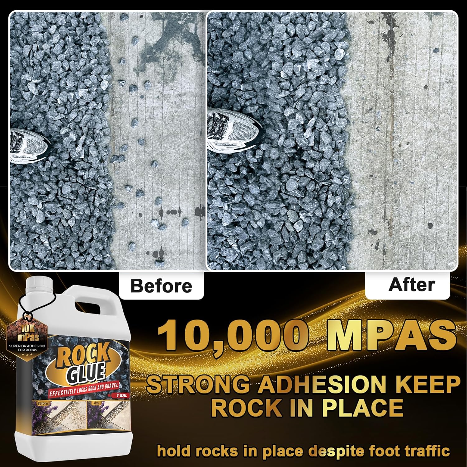 Rock Glue for Landscaping - 2 Gallon Strong Adhesion Mulch Glue, Ground Coverage & Pet Safe Gravel Stone Adhesive, Fast-Drying & Weather-Resistant Mulch Glue for Walkways, Yards, Patios, Wood