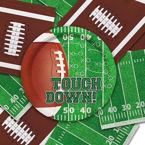 Miniatura 7 de Kit de suministros para fiestas de fútbol, incluye platos llanos de touchdown, platos de postre y servilletas para fútbol, fiesta de cumpleaños,