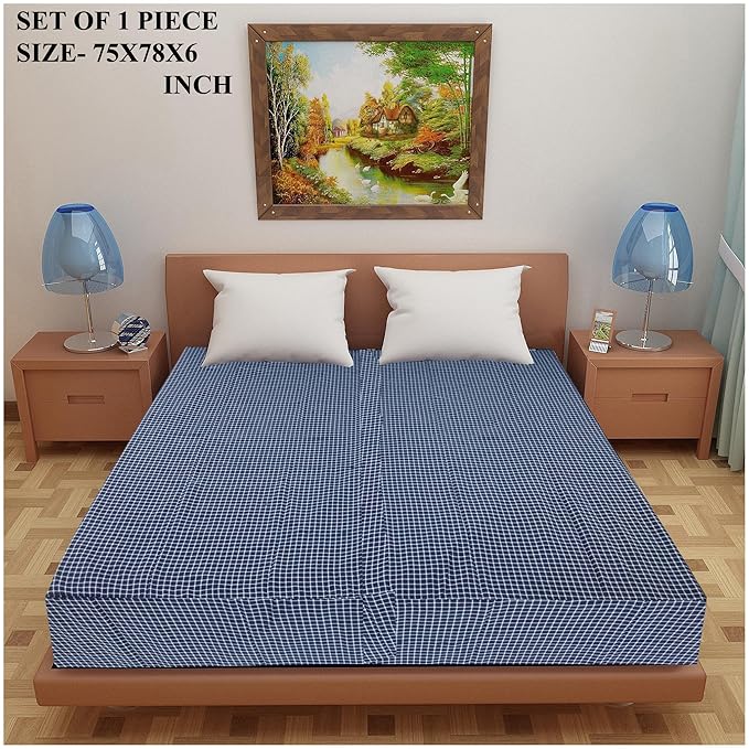 FurnElite Home Decor Cotton Mattress Cover for King Size Bed with Zip/Chain 75x78x6 inch, Set of 1 Multicolour (Multi, 6 inch) S (75X78X6 INCH)