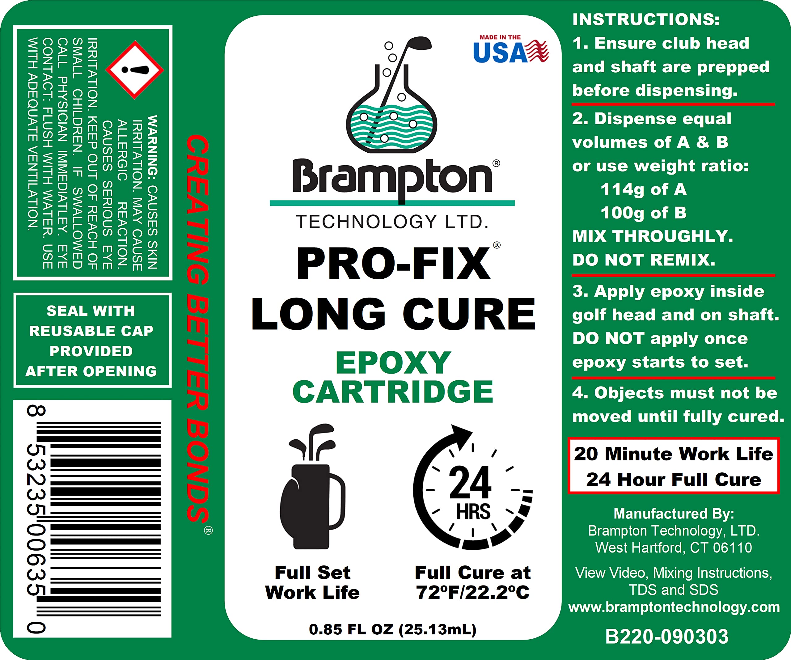Brampton PROFIX Long Cure Golf Epoxy Full Set Work